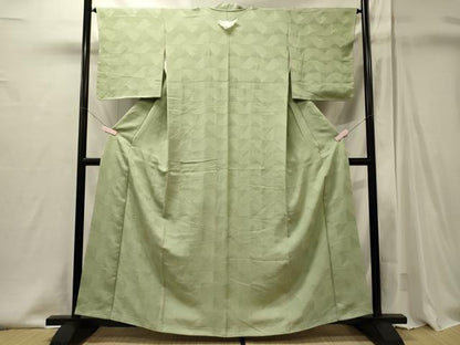 平和屋着物■上質な色無地　松葉地紋　若菜色　高島屋扱い　正絹　逸品　未使用　CABI1990oy