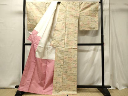 平和屋着物■上質な紬　風景花文　正絹　逸品　未使用　CABI1992oy