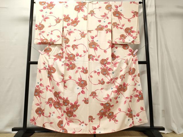 平和屋着物■上質な小紋　椿　正絹　逸品　CABI1996oy