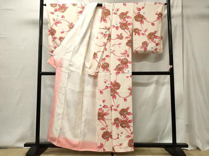 平和屋着物■上質な小紋　椿　正絹　逸品　CABI1996oy