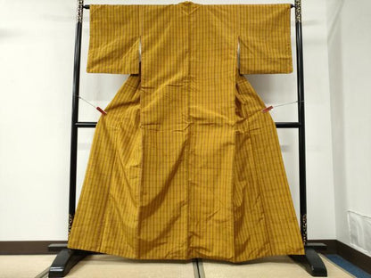 平和屋着物●本場黄八丈　平織　紬　正絹　逸品　CABI2005yc
