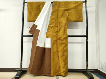 平和屋着物●本場黄八丈　平織　紬　正絹　逸品　CABI2005yc