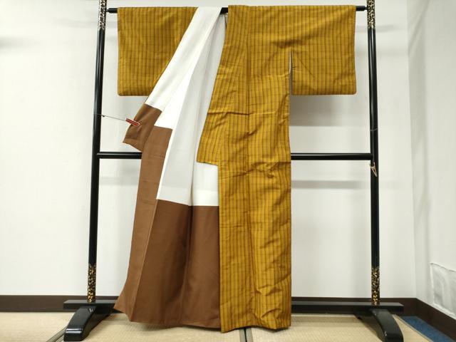 平和屋着物●本場黄八丈　平織　紬　正絹　逸品　CABI2005yc