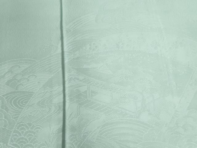 平和屋着物●無地絵羽訪問着　立波地紙重ね花文　白緑色　ロング丈　正絹　逸品　未使用　CABI2006yc