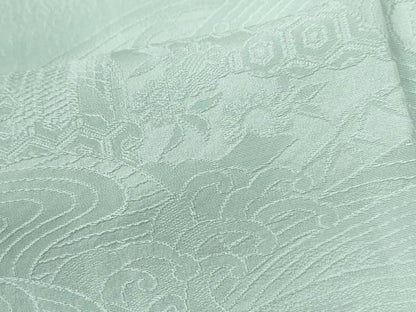 平和屋着物●無地絵羽訪問着　立波地紙重ね花文　白緑色　ロング丈　正絹　逸品　未使用　CABI2006yc