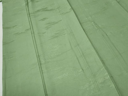 平和屋着物●上質な色無地　霞地紋　松葉色　正絹　逸品　CABI2010yc