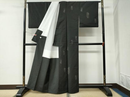 平和屋着物●本場縞大島紬　訪問着　泥染め　地空き　短冊重ね吉祥文　薩摩染織謹製　証紙付き　正絹　逸品　CABI2017yc