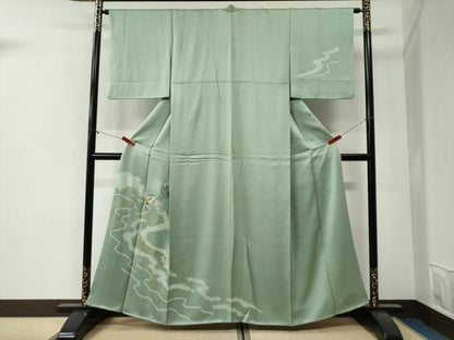 平和屋着物●訪問着　絞り　刺繍　道長吉祥草花文　金彩　正絹　逸品　CABI2019yc