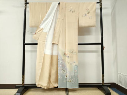 平和屋着物●訪問着　友禅　作家物　地紙短冊草花文　暈し染め　金彩　正絹　逸品　CABI2020yc