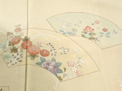 平和屋着物●訪問着　友禅　作家物　地紙短冊草花文　暈し染め　金彩　正絹　逸品　CABI2020yc