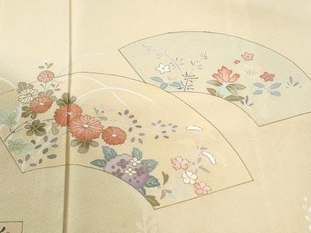平和屋着物●訪問着　友禅　作家物　地紙短冊草花文　暈し染め　金彩　正絹　逸品　CABI2020yc