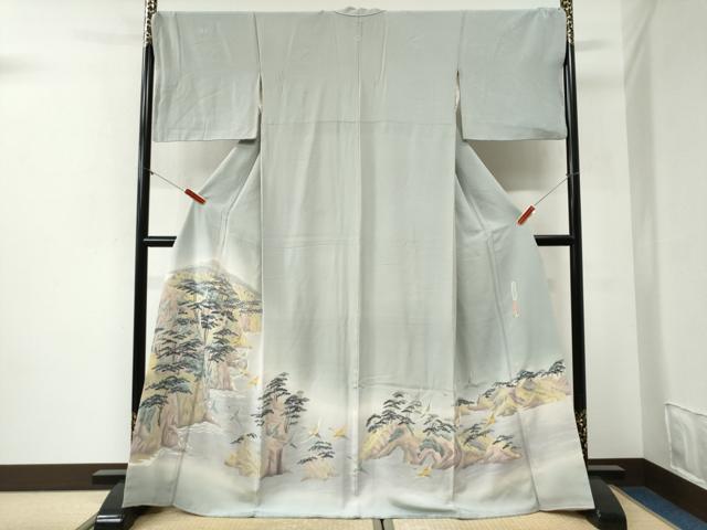 平和屋着物●本加賀友禅作家　白坂幸蔵　色留袖　陸中　三王岩　飛鶴浜松文　暈し染め　正絹　逸品　CABI2021yc