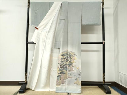 平和屋着物●本加賀友禅作家　白坂幸蔵　色留袖　陸中　三王岩　飛鶴浜松文　暈し染め　正絹　逸品　CABI2021yc