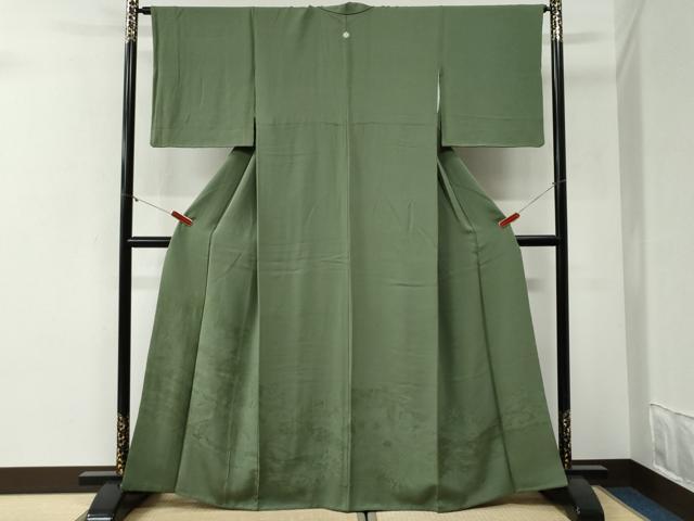 平和屋着物●豪華色留袖　人物風景地紋　松葉色　正絹　逸品　CABI2024yc