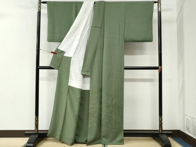 平和屋着物●豪華色留袖　人物風景地紋　松葉色　正絹　逸品　CABI2024yc