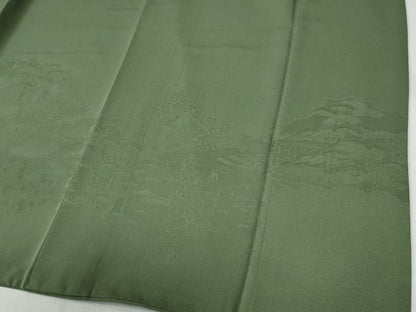平和屋着物●豪華色留袖　人物風景地紋　松葉色　正絹　逸品　CABI2024yc