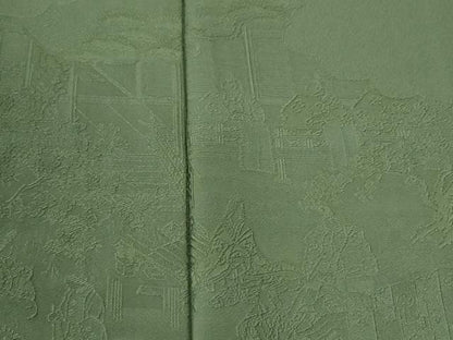 平和屋着物●豪華色留袖　人物風景地紋　松葉色　正絹　逸品　CABI2024yc
