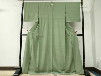 平和屋着物●上質な色無地　柳染色　ロング丈　正絹　逸品　未使用　CABI2025yc