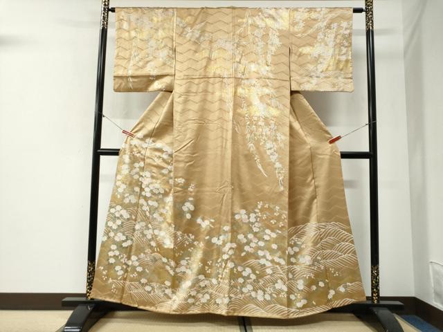 平和屋着物●訪問着　立波舞花文　金彩　正絹　逸品　CABI2029yc