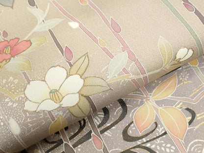 平和屋着物●京加賀友禅　百貫達雄　訪問着　流水枝花文　暈し染め　金銀彩　正絹　逸品　CABI2030yc