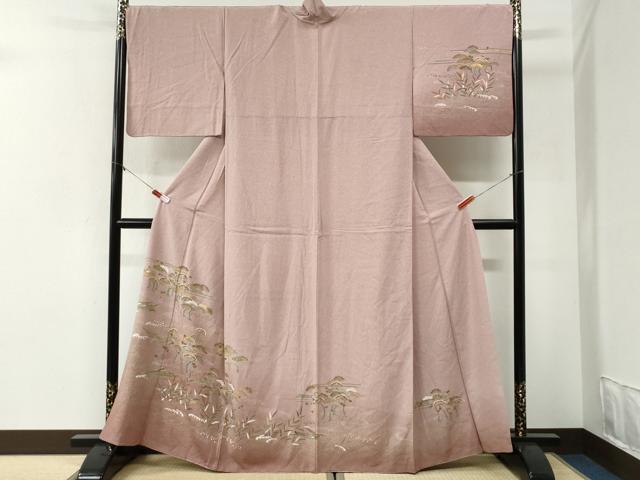 平和屋着物●訪問着　浜松舟文　暈し染め　金彩　正絹　逸品　CABI2031yc