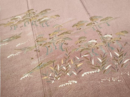 平和屋着物●訪問着　浜松舟文　暈し染め　金彩　正絹　逸品　CABI2031yc