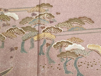 平和屋着物●訪問着　浜松舟文　暈し染め　金彩　正絹　逸品　CABI2031yc