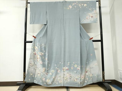 平和屋着物●訪問着　作家物　駒刺繍　雪輪草花文　暈し染め　正絹　逸品　CABI2037yc