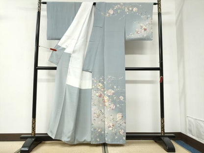 平和屋着物●訪問着　作家物　駒刺繍　雪輪草花文　暈し染め　正絹　逸品　CABI2037yc