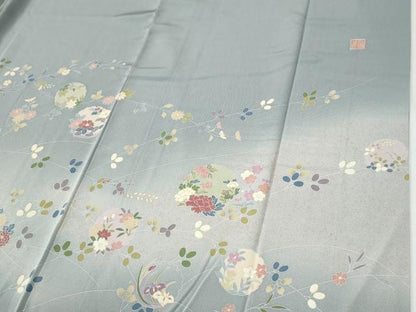 平和屋着物●訪問着　作家物　駒刺繍　雪輪草花文　暈し染め　正絹　逸品　CABI2037yc