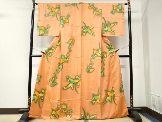平和屋着物●上質な小紋　地紋起こし　草花文　暈し染め　正絹　逸品　CABI2038yc