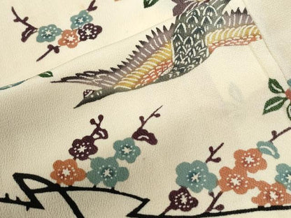 平和屋着物●上質な小紋　飛鶴陶器花車文　正絹　逸品　CABI2041yc