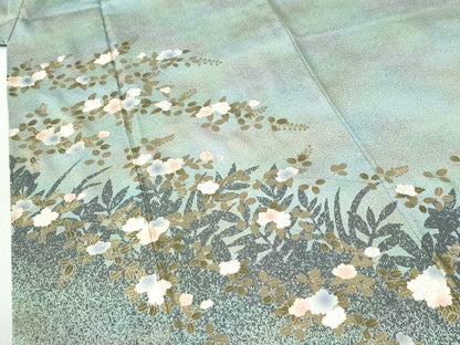 平和屋着物●訪問着　草花文　シルエット　暈し染め　金彩　正絹　逸品　CABI2042yc