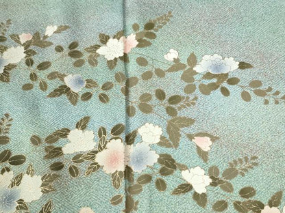 平和屋着物●訪問着　草花文　シルエット　暈し染め　金彩　正絹　逸品　CABI2042yc