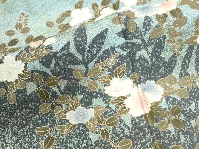 平和屋着物●訪問着　草花文　シルエット　暈し染め　金彩　正絹　逸品　CABI2042yc