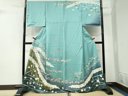 平和屋着物●訪問着　竹垣枝菊文　暈し染め　金彩　正絹　逸品　未使用　CABI2048yc