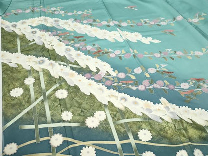 平和屋着物●訪問着　竹垣枝菊文　暈し染め　金彩　正絹　逸品　未使用　CABI2048yc