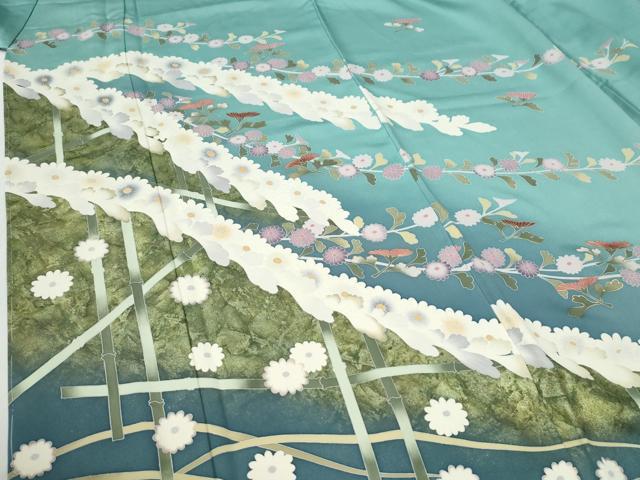 平和屋着物●訪問着　竹垣枝菊文　暈し染め　金彩　正絹　逸品　未使用　CABI2048yc