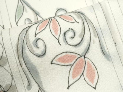 平和屋着物●上質な小紋　手描き　花唐草間道　正絹　逸品　CABI2050yc