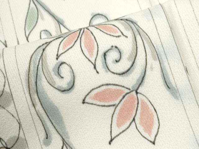 平和屋着物●上質な小紋　手描き　花唐草間道　正絹　逸品　CABI2050yc
