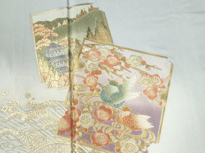 平和屋着物●金彩友禅　卓越技能者・名工・和田光正　色留袖　破れ色紙鴛鴦浜松風景　暈し染め　金彩　さが美扱い　正絹　逸品　CABI2051yc