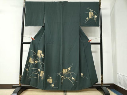 平和屋着物●訪問着　刺繍　色紙鶴南天蔦の葉文　金彩　正絹　逸品　CABI2052yc