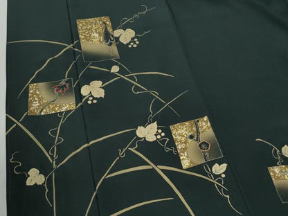 平和屋着物●訪問着　刺繍　色紙鶴南天蔦の葉文　金彩　正絹　逸品　CABI2052yc
