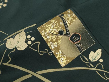 平和屋着物●訪問着　刺繍　色紙鶴南天蔦の葉文　金彩　正絹　逸品　CABI2052yc
