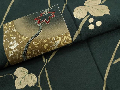 平和屋着物●訪問着　刺繍　色紙鶴南天蔦の葉文　金彩　正絹　逸品　CABI2052yc
