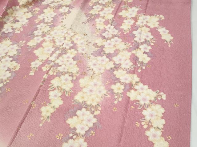 平和屋着物●豪華振袖　駒刺繍　舞桜文　暈し染め　金通し地　正絹　逸品　CABI2054yc