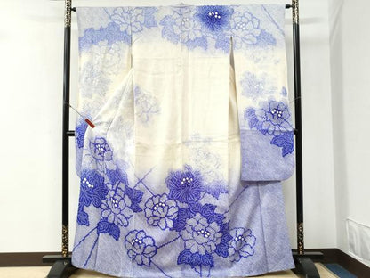 平和屋着物●豪華振袖　総絞り　牡丹　暈し染め　正絹　逸品　CABI2059yc