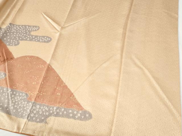 平和屋着物●訪問着　駒刺繍　絞り　遠山霞流水舞花文　金彩　正絹　逸品　CABI2062yc