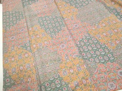 平和屋着物●上質な小紋　切嵌更紗花唐草文　正絹　逸品　CABI2066yc