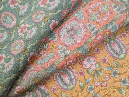 平和屋着物●上質な小紋　切嵌更紗花唐草文　正絹　逸品　CABI2066yc